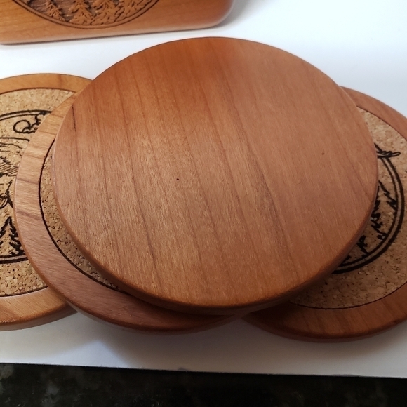 Eagle Coaster Set 4 Wilderness Wood Laser Cut Etched With Lined Box - Picture 5 of 8